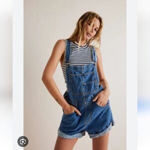 FREE PEOPLE | Denim Shortalls Blue Sz 24